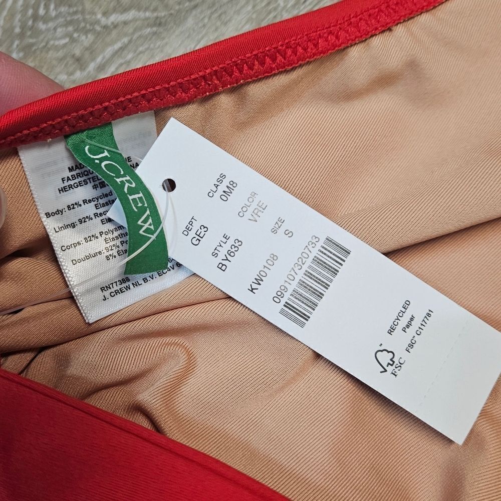 J. Crew Red Halter Tie Back Bikini Top Women's Small Swim Separates Beach Summer - Picture 4 of 6